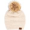 imageCC Hatsandscarf Exclusives Unisex Solid Ribbed Beanie with Pom HAT43A Beigetilted Stitch
