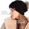 imageCC Hatsandscarf Exclusives Unisex Solid Ribbed Beanie with Pom HAT43A Blacktilted Stitch