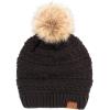 imageCC Hatsandscarf Exclusives Unisex Solid Ribbed Beanie with Pom HAT43A Blacktilted Stitch