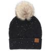 imageCC Hatsandscarf Exclusives Unisex Solid Ribbed Beanie with Pom HAT43A Brioche Cable Patternblack