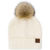 imageCC Hatsandscarf Exclusives Unisex Solid Ribbed Beanie with Pom HAT43A Brioche Cable Patterncream