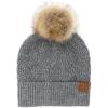 imageCC Hatsandscarf Exclusives Unisex Solid Ribbed Beanie with Pom HAT43A Brioche Cable Patternheather Grey