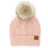 imageCC Hatsandscarf Exclusives Unisex Solid Ribbed Beanie with Pom HAT43A Brioche Cable Patternrose