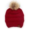 imageCC Hatsandscarf Exclusives Unisex Solid Ribbed Beanie with Pom HAT43A Chili Peppertilted Stitch