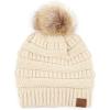 imageCC Hatsandscarf Exclusives Unisex Solid Ribbed Beanie with Pom HAT43A Gift Setbeige