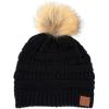 imageCC Hatsandscarf Exclusives Unisex Solid Ribbed Beanie with Pom HAT43A Gift Setblack