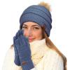 imageCC Hatsandscarf Exclusives Unisex Solid Ribbed Beanie with Pom HAT43A Gift Setdkdenim