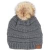 imageCC Hatsandscarf Exclusives Unisex Solid Ribbed Beanie with Pom HAT43A Gift Setdkmelgrey