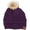 imageCC Hatsandscarf Exclusives Unisex Solid Ribbed Beanie with Pom HAT43A Gift Setdkpurple
