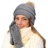 imageCC Hatsandscarf Exclusives Unisex Solid Ribbed Beanie with Pom HAT43A Gift Setltmelgrey