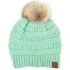 imageCC Hatsandscarf Exclusives Unisex Solid Ribbed Beanie with Pom HAT43A Gift Setmint