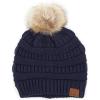 imageCC Hatsandscarf Exclusives Unisex Solid Ribbed Beanie with Pom HAT43A Gift Setnavy