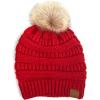 imageCC Hatsandscarf Exclusives Unisex Solid Ribbed Beanie with Pom HAT43A Gift Setred