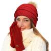 imageCC Hatsandscarf Exclusives Unisex Solid Ribbed Beanie with Pom HAT43A Gift Setred
