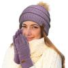 imageCC Hatsandscarf Exclusives Unisex Solid Ribbed Beanie with Pom HAT43A Gift Setviolet
