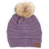 imageCC Hatsandscarf Exclusives Unisex Solid Ribbed Beanie with Pom HAT43A Gift Setviolet