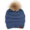 imageCC Hatsandscarf Exclusives Unisex Solid Ribbed Beanie with Pom HAT43A Heather Denimtilted Stitch