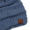 imageCC Hatsandscarf Exclusives Unisex Solid Ribbed Beanie with Pom HAT43A Heather Denimtilted Stitch