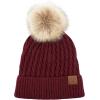 imageCC Hatsandscarf Exclusives Unisex Solid Ribbed Beanie with Pom HAT43A Honey Comb Patternrayonberry Mix