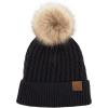 imageCC Hatsandscarf Exclusives Unisex Solid Ribbed Beanie with Pom HAT43A Honey Comb Patternrayonblack
