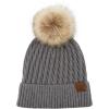 imageCC Hatsandscarf Exclusives Unisex Solid Ribbed Beanie with Pom HAT43A Honey Comb Patternrayondkgrey