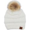 imageCC Hatsandscarf Exclusives Unisex Solid Ribbed Beanie with Pom HAT43A Ivorytilted Stitch