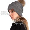 imageCC Hatsandscarf Exclusives Unisex Solid Ribbed Beanie with Pom HAT43A Lt Melgreytilted Stitch