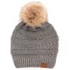 imageCC Hatsandscarf Exclusives Unisex Solid Ribbed Beanie with Pom HAT43A Lt Melgreytilted Stitch