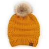 imageCC Hatsandscarf Exclusives Unisex Solid Ribbed Beanie with Pom HAT43A Mustardtilted Stitch