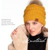 imageCC Hatsandscarf Exclusives Unisex Solid Ribbed Beanie with Pom HAT43A Mustardtilted Stitch