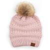 imageCC Hatsandscarf Exclusives Unisex Solid Ribbed Beanie with Pom HAT43A Rosetilted Stitch