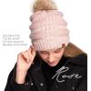 imageCC Hatsandscarf Exclusives Unisex Solid Ribbed Beanie with Pom HAT43A Rosetilted Stitch