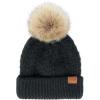 imageCC Hatsandscarf Exclusives Unisex Solid Ribbed Beanie with Pom HAT43A Smocking Stitch Patternblack