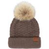 imageCC Hatsandscarf Exclusives Unisex Solid Ribbed Beanie with Pom HAT43A Smocking Stitch Patternearth Grey