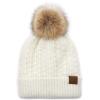 imageCC Hatsandscarf Exclusives Unisex Solid Ribbed Beanie with Pom HAT43A Smocking Stitch Patternivory