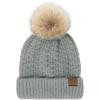 imageCC Hatsandscarf Exclusives Unisex Solid Ribbed Beanie with Pom HAT43A Smocking Stitch Patternltmelgrey