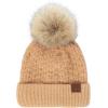 imageCC Hatsandscarf Exclusives Unisex Solid Ribbed Beanie with Pom HAT43A Smocking Stitch Patternpeanut