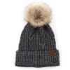 imageCC Hatsandscarf Exclusives Unisex Solid Ribbed Beanie with Pom HAT43A Soft Cuff Mixed Cable Patternblack