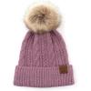 imageCC Hatsandscarf Exclusives Unisex Solid Ribbed Beanie with Pom HAT43A Soft Cuff Mixed Cable Patternlavender