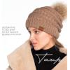 imageCC Hatsandscarf Exclusives Unisex Solid Ribbed Beanie with Pom HAT43A Taupetilted Stitch