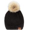 imageCC Hatsandscarf Exclusives Unisex Solid Ribbed Beanie with Pom HAT43A Waffle Stitch Patternblack