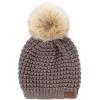 imageCC Hatsandscarf Exclusives Unisex Solid Ribbed Beanie with Pom HAT43A Waffle Stitch Patternearth Grey