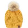 imageCC Hatsandscarf Exclusives Unisex Solid Ribbed Beanie with Pom HAT43A Waffle Stitch Patternhoney Mustard