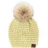 imageCC Hatsandscarf Exclusives Unisex Solid Ribbed Beanie with Pom HAT43A Waffle Stitch Patternlemonade