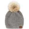 imageCC Hatsandscarf Exclusives Unisex Solid Ribbed Beanie with Pom HAT43A Waffle Stitch Patternlt Mel Grey