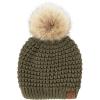 imageCC Hatsandscarf Exclusives Unisex Solid Ribbed Beanie with Pom HAT43A Waffle Stitch Patternmoss