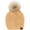 imageCC Hatsandscarf Exclusives Unisex Solid Ribbed Beanie with Pom HAT43A Waffle Stitch Patternpeanut
