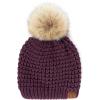 imageCC Hatsandscarf Exclusives Unisex Solid Ribbed Beanie with Pom HAT43A Waffle Stitch Patternpurple