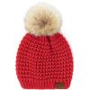 imageCC Hatsandscarf Exclusives Unisex Solid Ribbed Beanie with Pom HAT43A Waffle Stitch Patternred