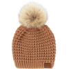 imageCC Hatsandscarf Exclusives Unisex Solid Ribbed Beanie with Pom HAT43A Waffle Stitch Patterntoast Almond